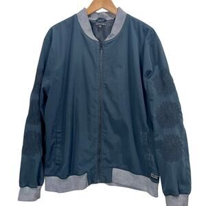 Levi's Line 8 Full Zip Bomber Jacket Mens XXL Blue Embroidered Sleeves Grunge